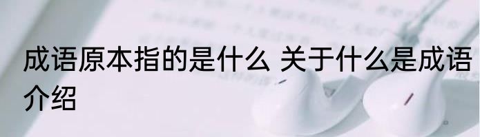 成语原本指的是什么 关于什么是成语介绍