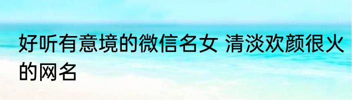 好听有意境的微信名女 清淡欢颜很火的网名