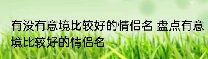 有没有意境比较好的情侣名 盘点有意境比较好的情侣名