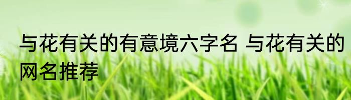 与花有关的有意境六字名 与花有关的网名推荐