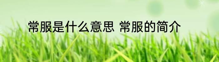 常服是什么意思 常服的简介