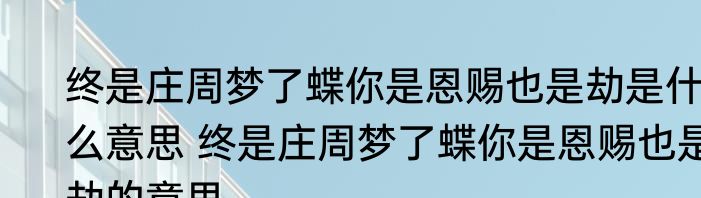 终是庄周梦了蝶你是恩赐也是劫是什么意思 终是庄周梦了蝶你是恩赐也是劫的意思