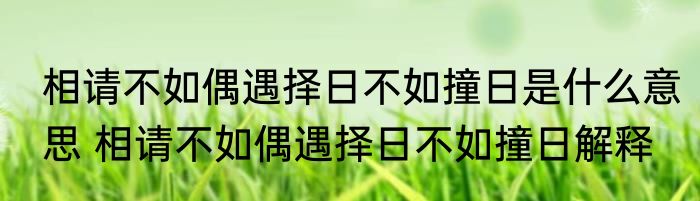 相请不如偶遇择日不如撞日是什么意思 相请不如偶遇择日不如撞日解释