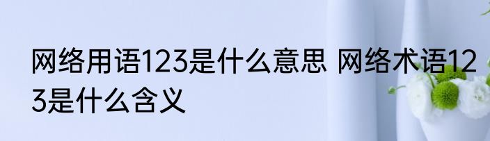 网络用语123是什么意思 网络术语123是什么含义