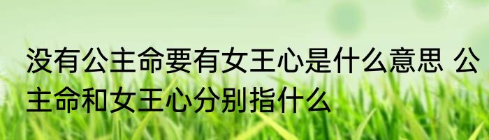 没有公主命要有女王心是什么意思 公主命和女王心分别指什么