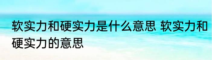 软实力和硬实力是什么意思 软实力和硬实力的意思