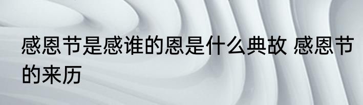 感恩节是感谁的恩是什么典故 感恩节的来历