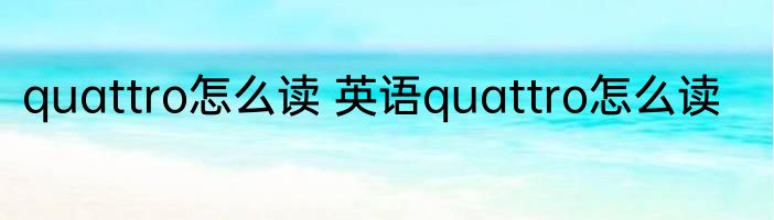 quattro怎么读 英语quattro怎么读