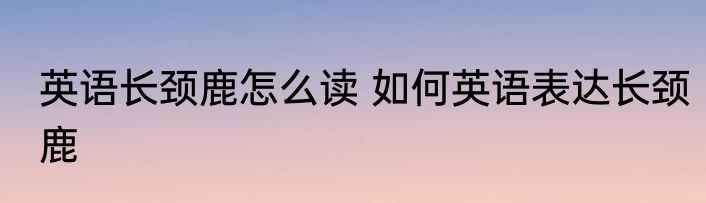 英语长颈鹿怎么读 如何英语表达长颈鹿
