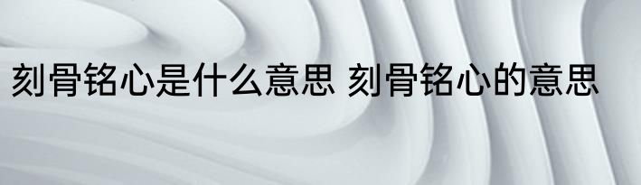 刻骨铭心是什么意思 刻骨铭心的意思