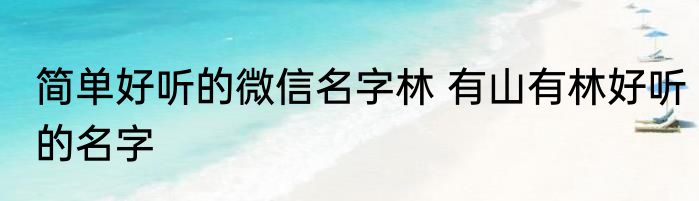 简单好听的微信名字林 有山有林好听的名字