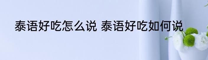 泰语好吃怎么说 泰语好吃如何说