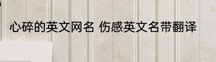 心碎的英文网名 伤感英文名带翻译