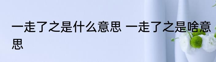 一走了之是什么意思 一走了之是啥意思