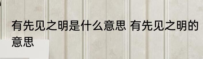 有先见之明是什么意思 有先见之明的意思