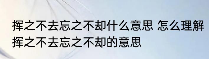 挥之不去忘之不却什么意思 怎么理解挥之不去忘之不却的意思