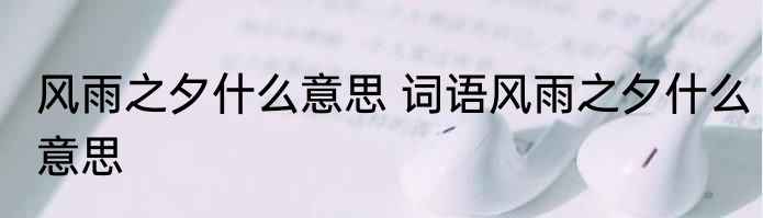 风雨之夕什么意思 词语风雨之夕什么意思