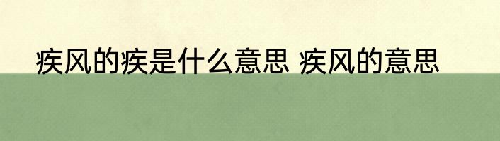 疾风的疾是什么意思 疾风的意思