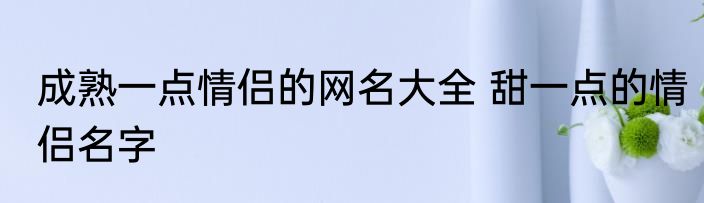 成熟一点情侣的网名大全 甜一点的情侣名字