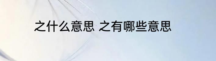 之什么意思 之有哪些意思
