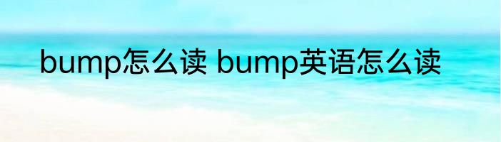bump怎么读 bump英语怎么读