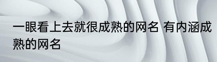 一眼看上去就很成熟的网名 有内涵成熟的网名