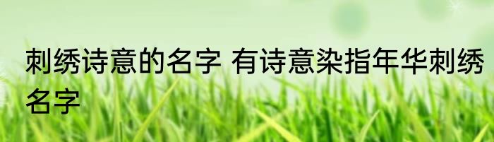 刺绣诗意的名字 有诗意染指年华刺绣名字