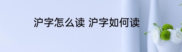 沪字怎么读 沪字如何读