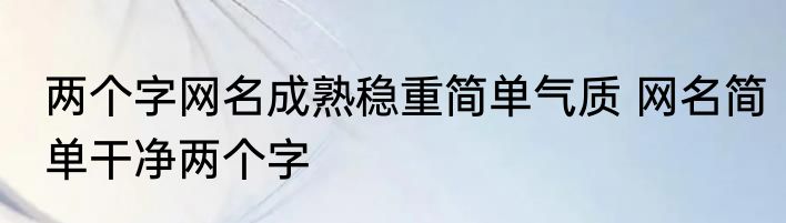 两个字网名成熟稳重简单气质 网名简单干净两个字