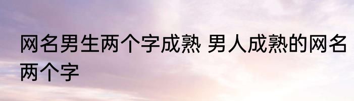 网名男生两个字成熟 男人成熟的网名两个字