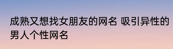 成熟又想找女朋友的网名 吸引异性的男人个性网名