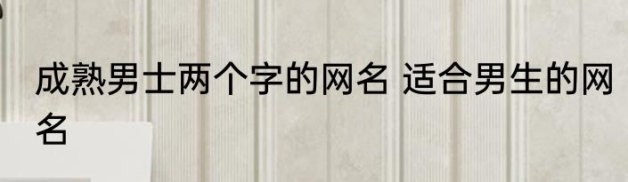 成熟男士两个字的网名 适合男生的网名