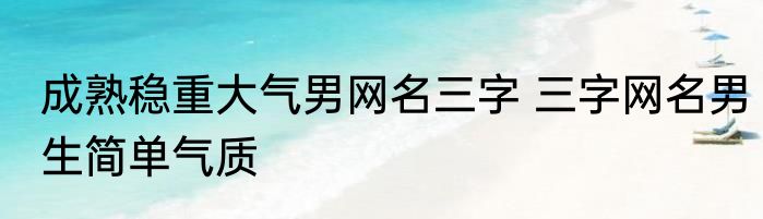 成熟稳重大气男网名三字 三字网名男生简单气质