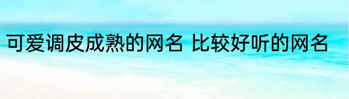 可爱调皮成熟的网名 比较好听的网名