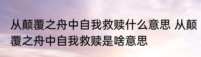 从颠覆之舟中自我救赎什么意思 从颠覆之舟中自我救赎是啥意思