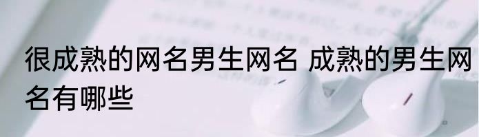 很成熟的网名男生网名 成熟的男生网名有哪些