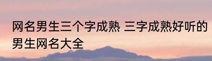 网名男生三个字成熟 三字成熟好听的男生网名大全