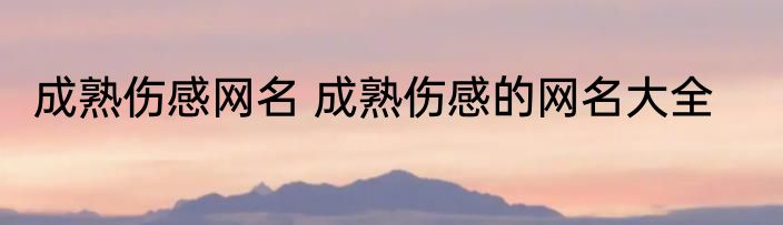 成熟伤感网名 成熟伤感的网名大全