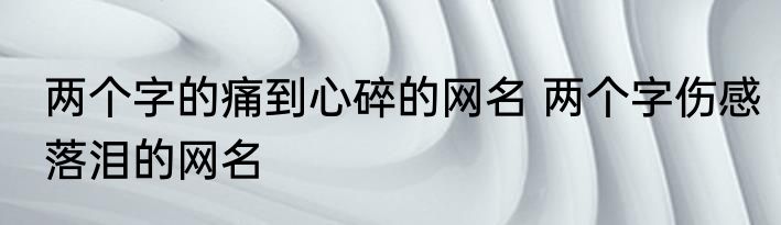 两个字的痛到心碎的网名 两个字伤感落泪的网名