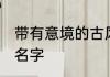 带有意境的古风名 有意境的古风门派名字