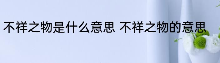 不祥之物是什么意思 不祥之物的意思