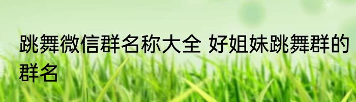 跳舞微信群名称大全 好姐妹跳舞群的群名