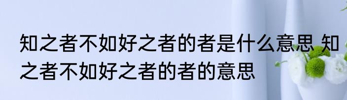 知之者不如好之者的者是什么意思 知之者不如好之者的者的意思