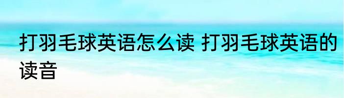 打羽毛球英语怎么读 打羽毛球英语的读音