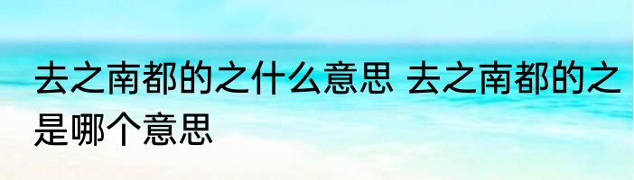 去之南都的之什么意思 去之南都的之是哪个意思