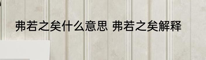 弗若之矣什么意思 弗若之矣解释
