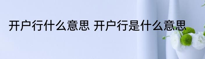开户行什么意思 开户行是什么意思
