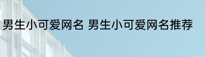 男生小可爱网名 男生小可爱网名推荐