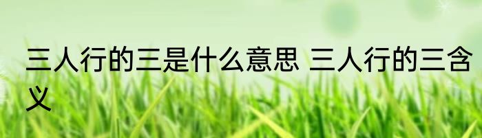 三人行的三是什么意思 三人行的三含义