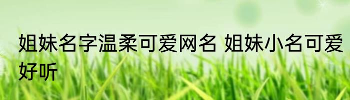 姐妹名字温柔可爱网名 姐妹小名可爱好听